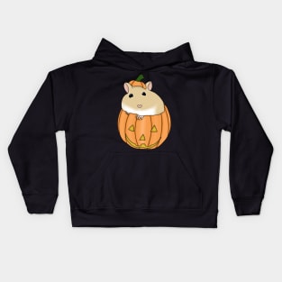 Gerbil in pumpkin (cute golden gerbil Halloween costume) Kids Hoodie